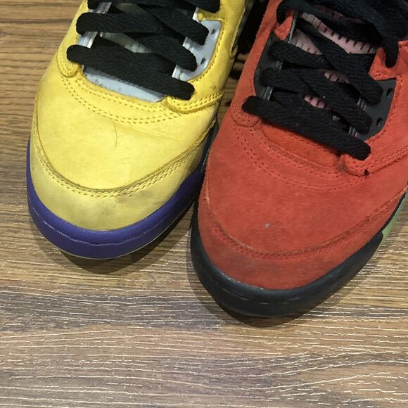 Nike Air Jordan 5 Retro SE Mid What The Size 5 Youth CZ6415-700 Red Yellow Boys - Picture 2 of 12